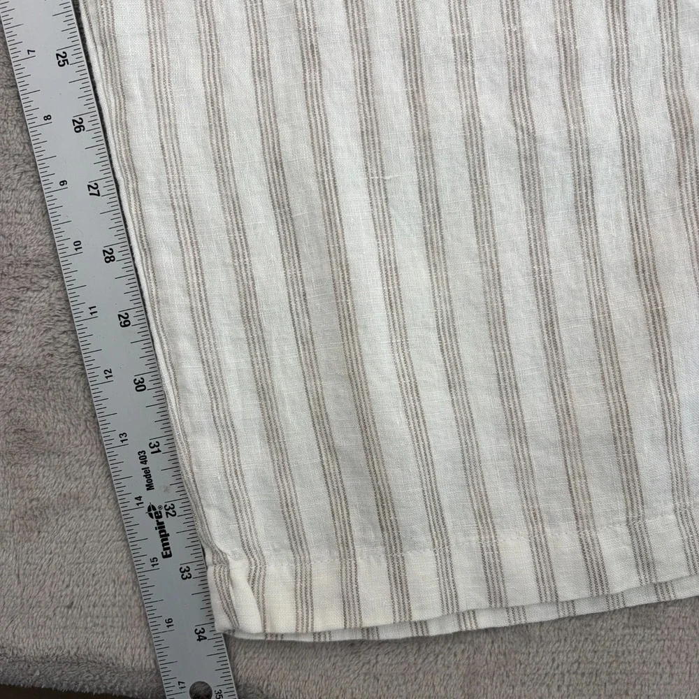 TODD SNYDER Relaxed 100% Linen Leisure‎ Pants in White Striped Pleated NWT $198